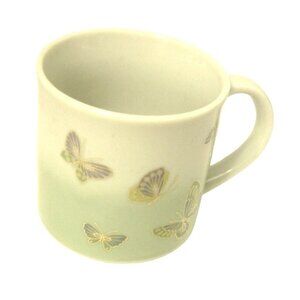 Gold Butterfly Ceramic Coffee Tea Mug Gradient Blue Design Hot/Cold Beverages